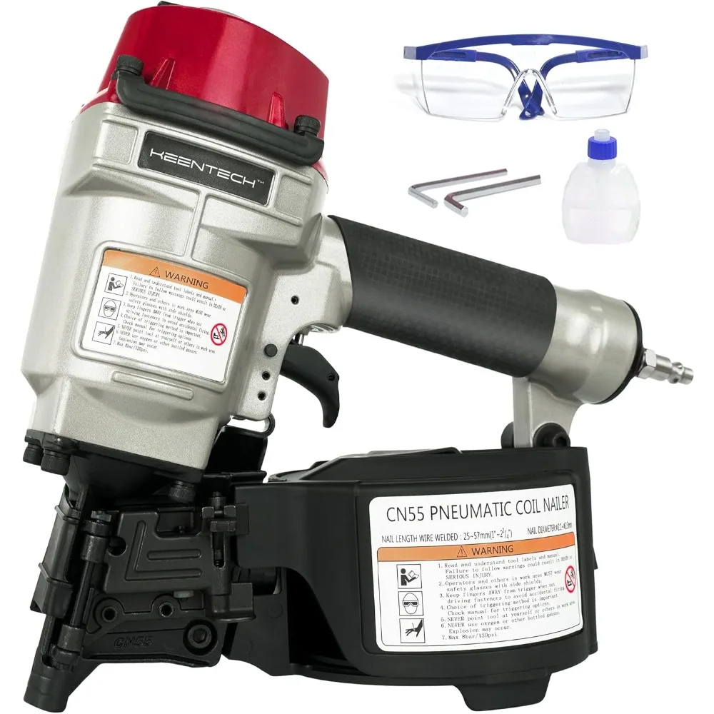 

KEENTECH Pneumatic Siding Nail Gun for 1" to 2-1/4" 15-Degree Nails, Coil Siding Nailer with Bump Firing for Fast Nailing Speed,