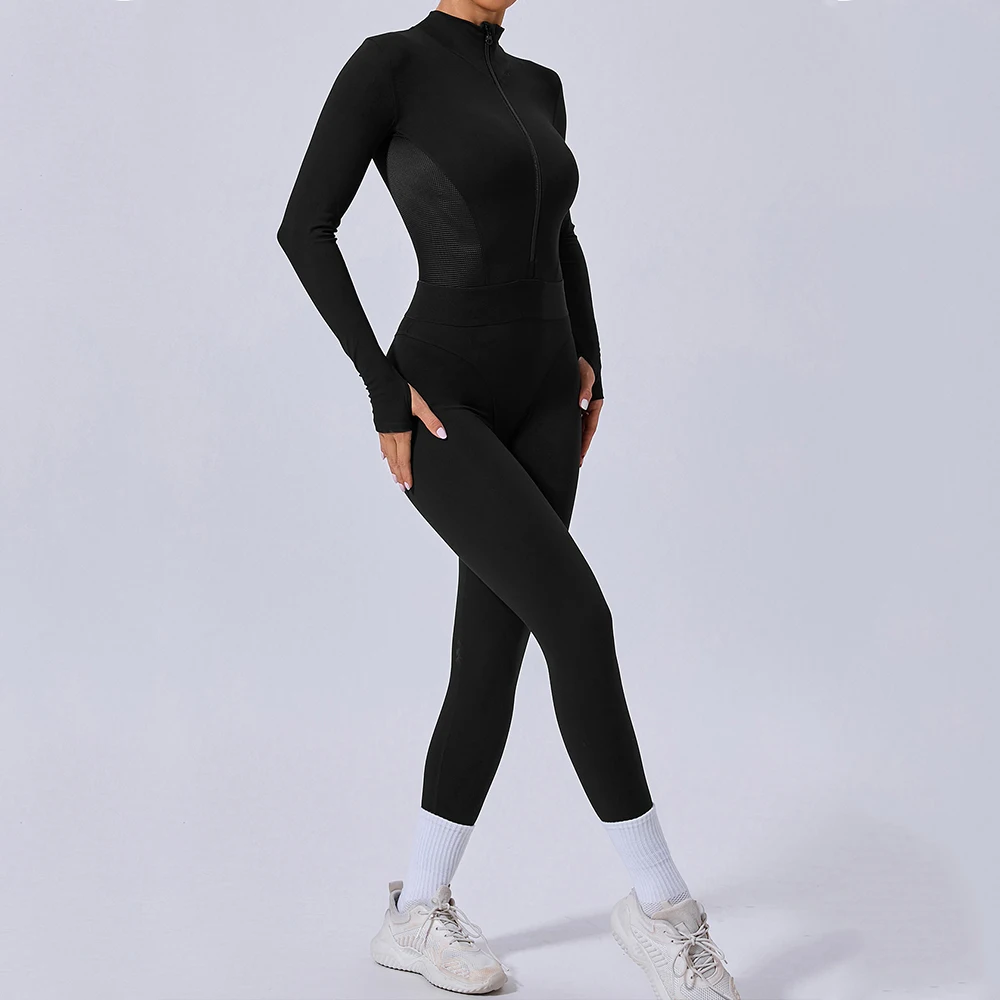 

Yoga Set Women's Tracksuit Jumpsuits One-Piece Suit Zipper Long Sleeve Gym Push Up Workout Clothes Fitness Bodysuit Sportswear