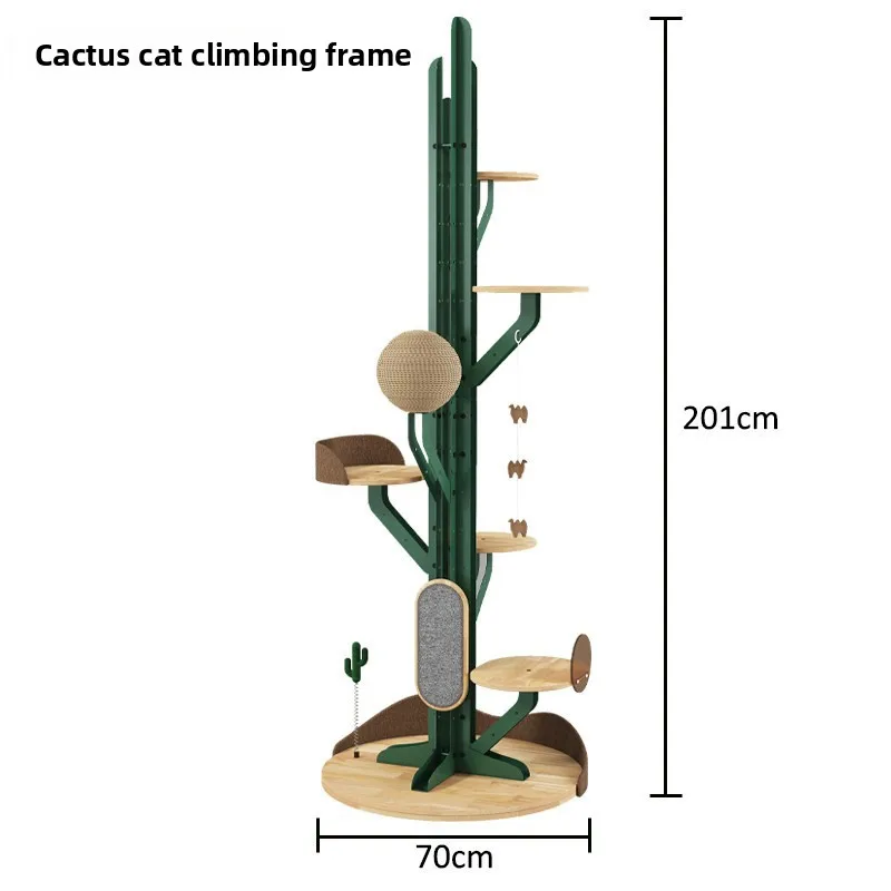 Cactus Cat Climbing Frame Modern Large Wrought Iron Solid Wood Integrated Cat Tree Without Occupying Area
