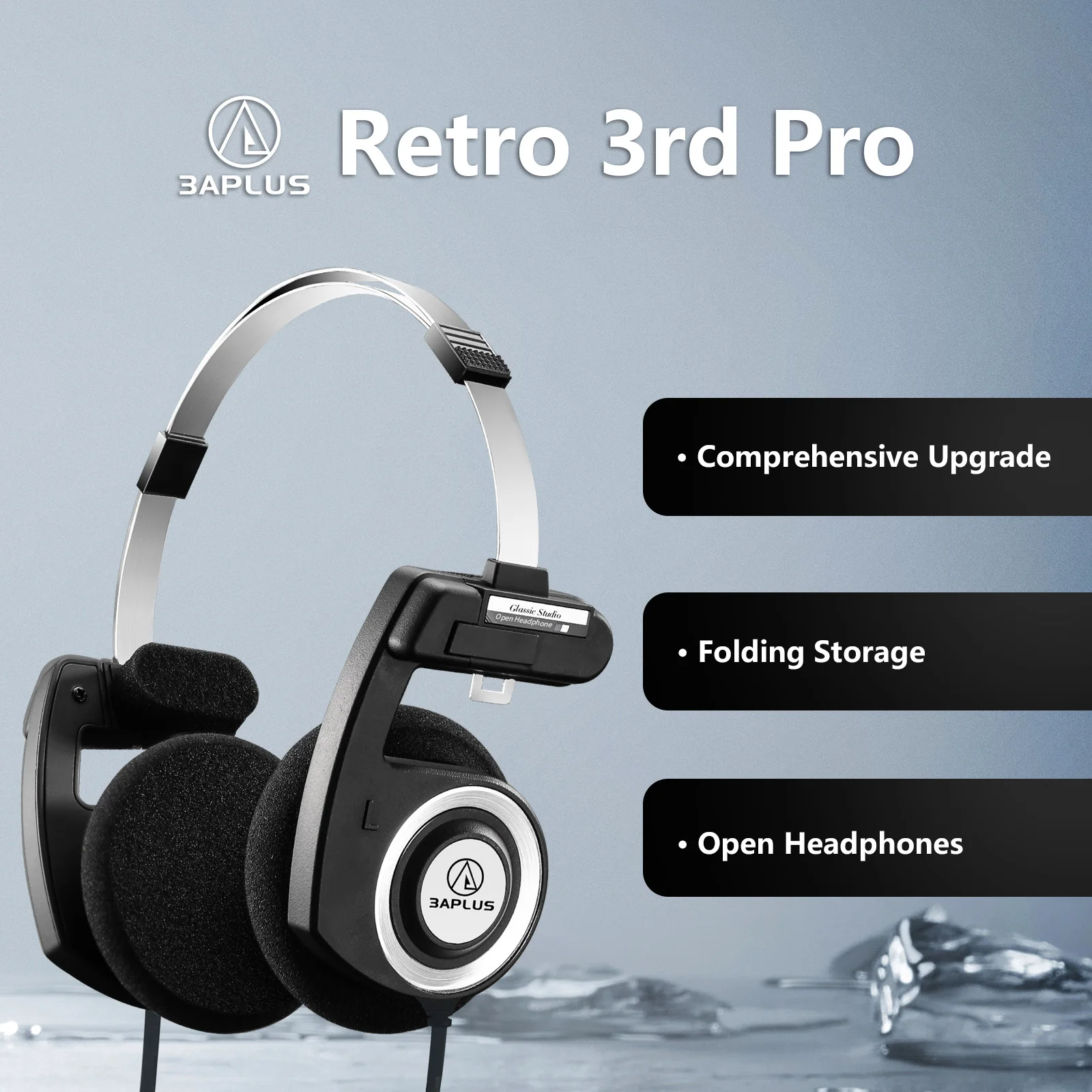 

Hellodigi Retro 3 Pro Wired Headphones 40mm Drive Unit Open End HiFi Headset MMCX Replaceable Cable Earphones with Microphone