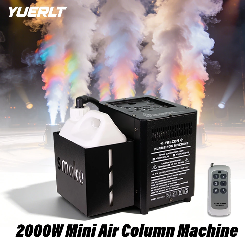 YUERLT Macchina per effetti di nebbia con colonna a gas, LED RGB, 2000W, rotazione multiangolare, controllo DMX512, per DJ, discoteche, locali notturni, matrimoni, spettacoli di danza.