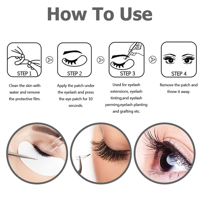 Coussinets de gel sous les yeux non pelucheux, patchs en papier hydratant pour les yeux, extension de cils, embouts pour les yeux, enveloppes autocollantes, outil de maquillage, 50 paires par lot