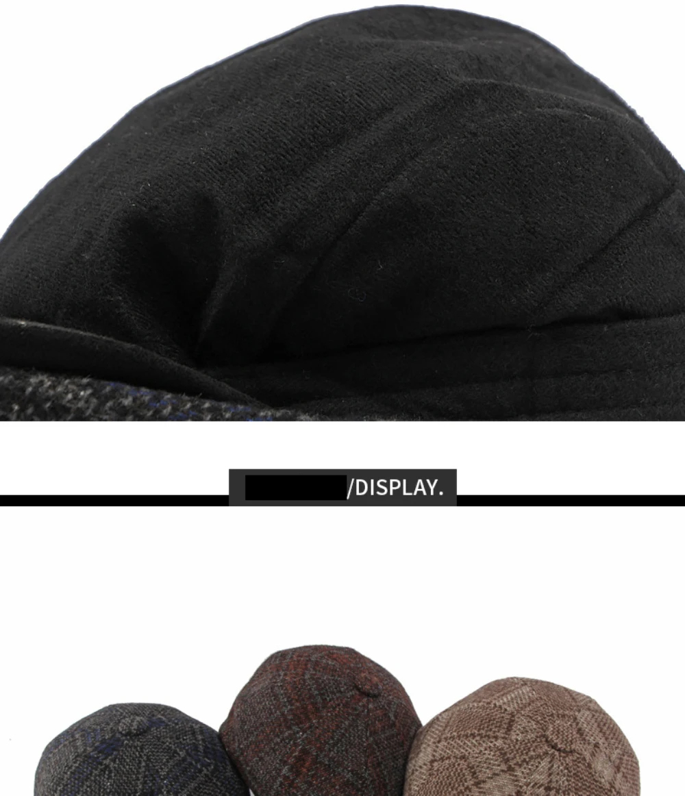HT5160 Baskenmützen für Männer und Frauen, Künstler- und Maler-Wollmütze, Unisex Ivy Flachmütze, 2026 Neue Herbst-Winter Karierte Achteckige Baskenmütze – Detail 6