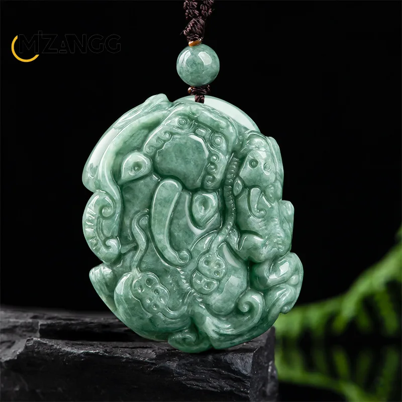 

Natural Myanmar Jadeite Zhaocai Pixiu Pendant Hand-carved Ice Men and Women's Jade Necklace Exquisite Luxury Jewelry Mascot