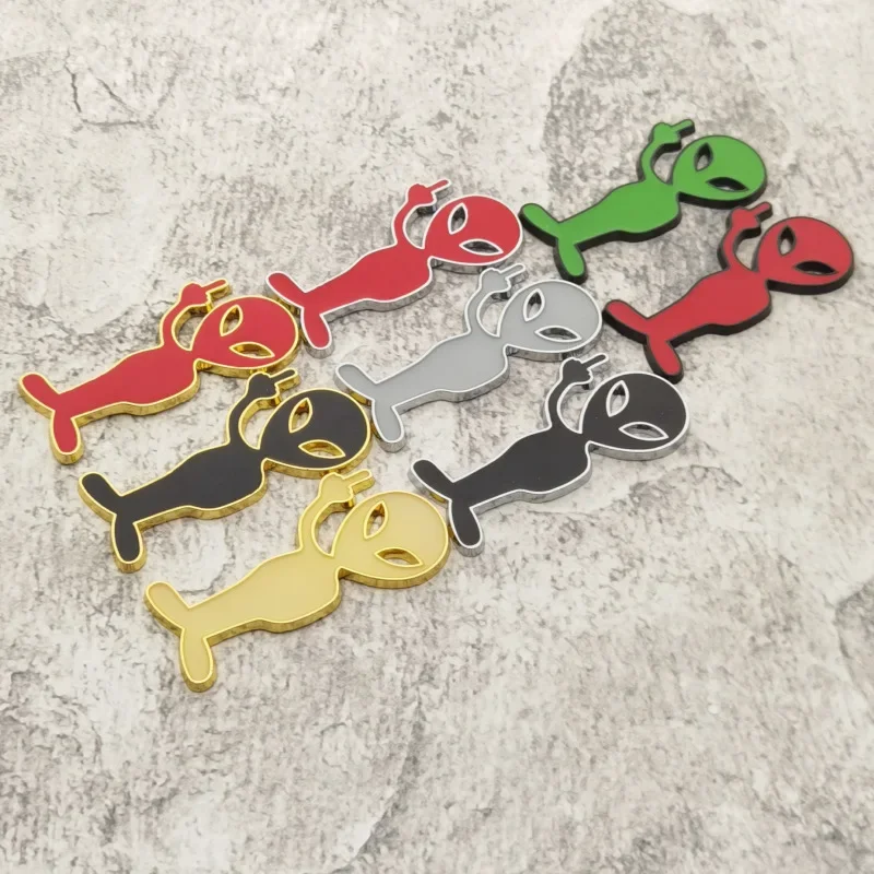 Spot Supply of Creative Metal Car Stickers, Alien Car Logos, Personalized Modifications, Spoof Alien Car Body Stickers