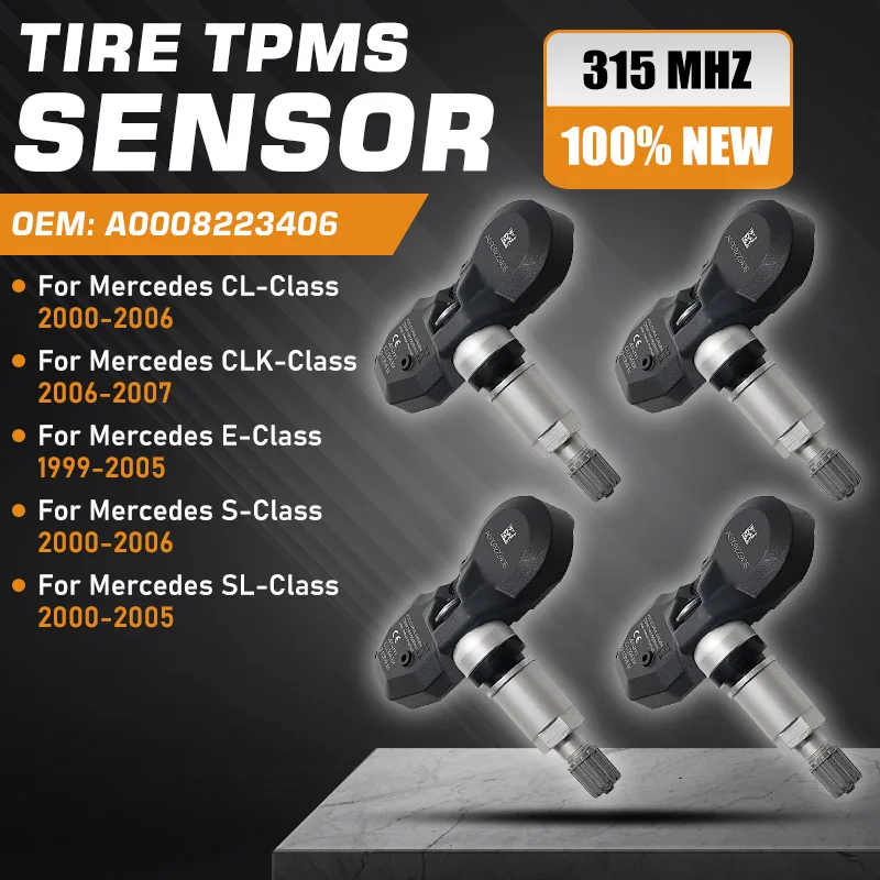 

1/4PCS TPMS Sensor For Mercedes-Benz E-Class S-Class CL-Class SL-Class CLK-Class Tire Pressure Monitor Sensor A0008223406 315MHz
