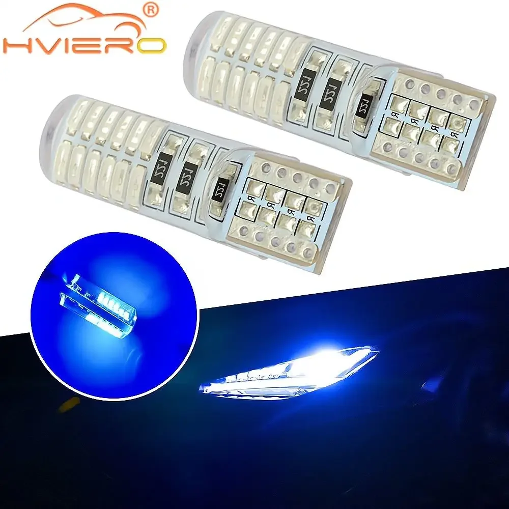 

2Pcs Car Led Signal Trunk Blue Width Lamp T10 W5W 12V Canbus Silicone Shell Dome Bulbs IP65 4014 Parking Fog Light Auto Styling