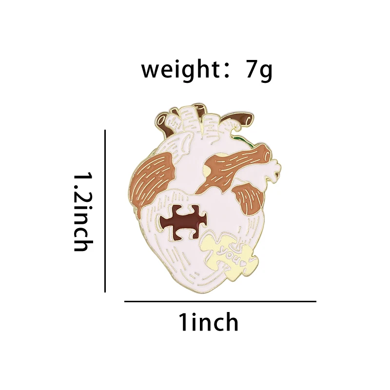 Oragn Heart Enamel Pin Custom Oil Painting Mushroom Dinosaur Puzzle Conch Brooch Lapel Badge Jewelry Gift for Kids Friends