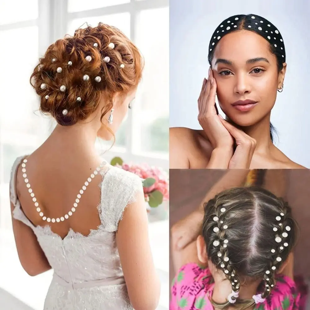 Self Adhesive Hair Pearls Stick Mix 3mm/4mm/5mm/6mm Pearls Pearls Stickers Beige Beautiful Face Pearls Stickers