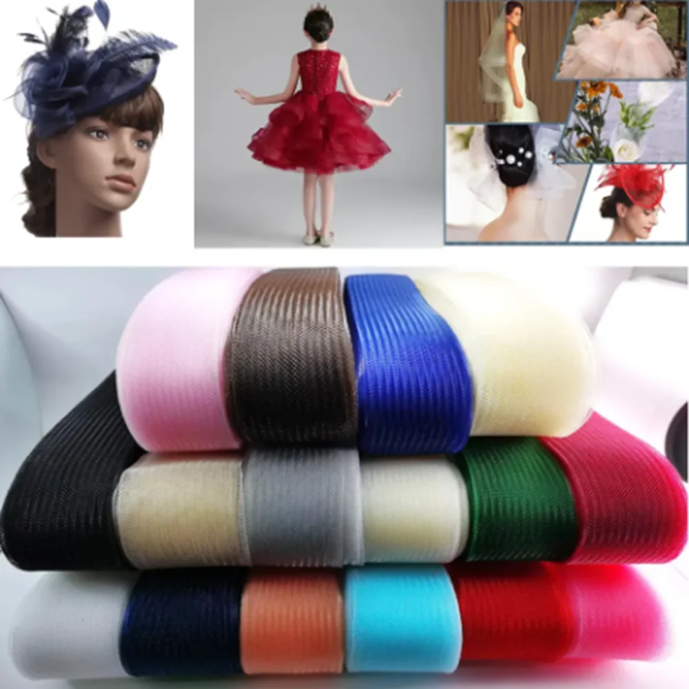 

22yard/lot (10/12/16cm) Flat Plain Horsehair Crin Crinoline Braid Mesh For Women Chrinoline diy hat sewing accessory