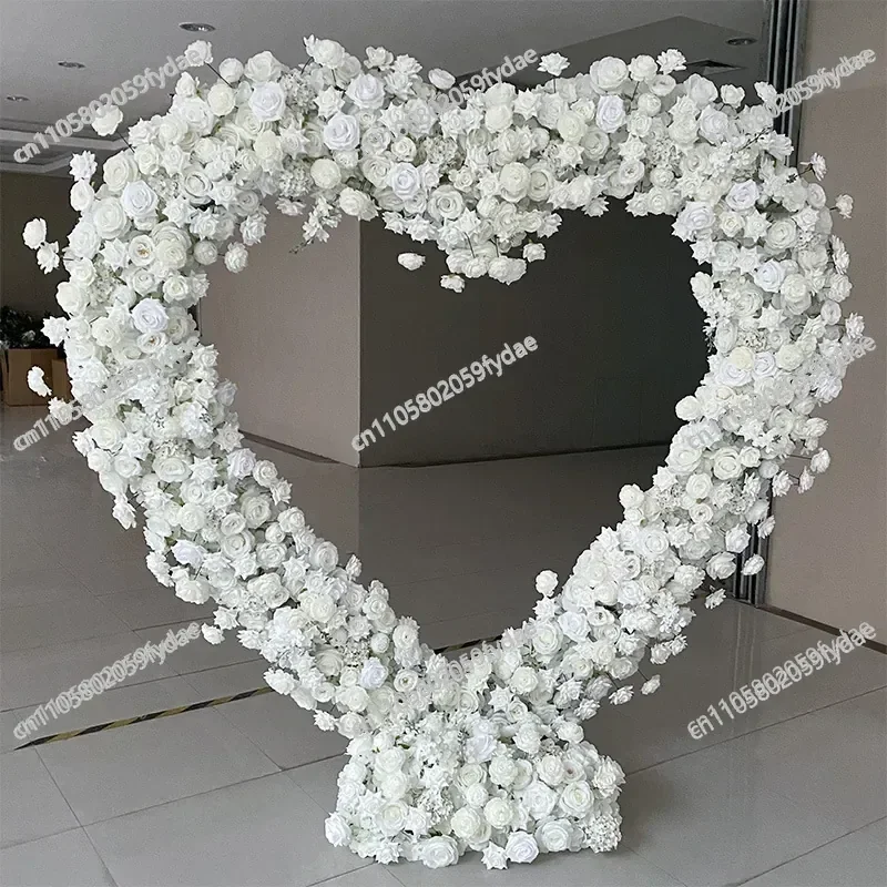 New Heart-shaped Wedding Floral Arch for Mall Window Displays, Faux Flowers, Wedding Hotel Decoration Items, Heart-shaped