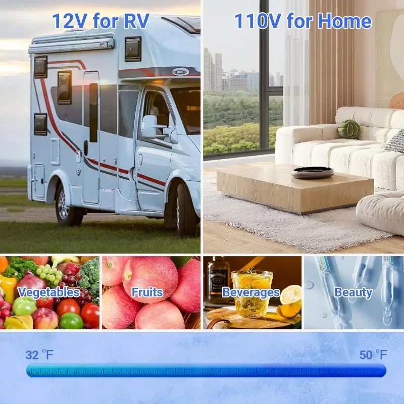 Compact Refrigerator, Small Absorption Refrigerators Cooler,Portable Fridges Bedroom, RV,Truck,Office, Dorm Lock Reversible Door