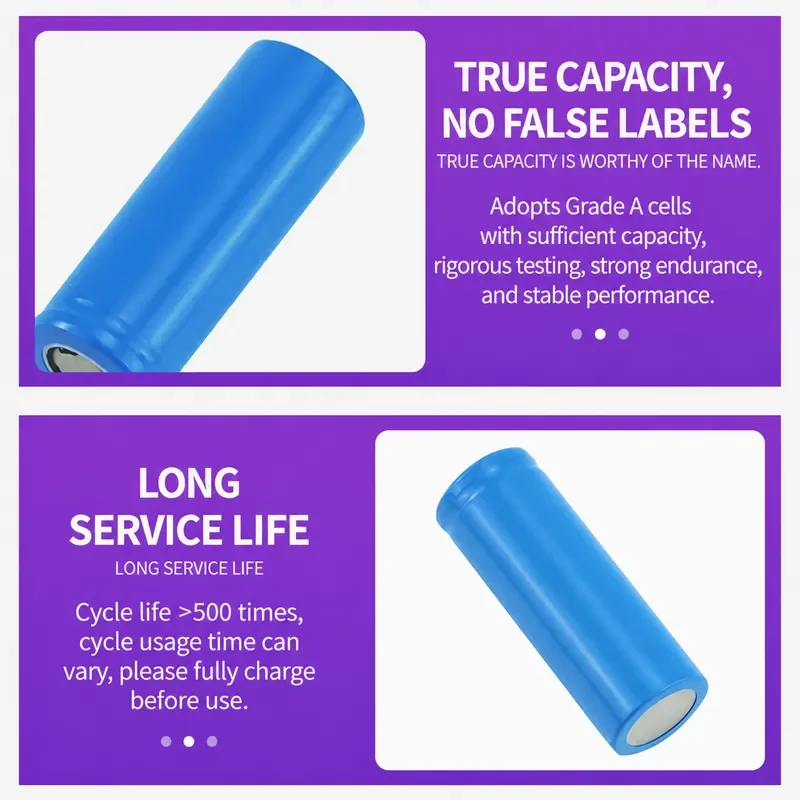 for 18500 Lithium Battery 2000mAh 3.7V High Rate Rechargeable Cell for Electric Hair Clipper Razor Juice Cup Power Bank
