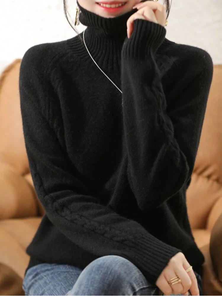 Winter Candy Color Turtleneck Knitted Sweater Women Korean Thick Slim Soft Pullover Tops Casual Warm Long Sleeve Knitwear Jumper