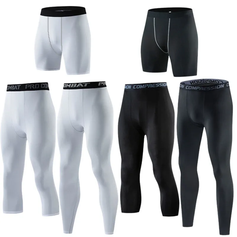 Męskie spodnie sportowe do biegania rajstopy uciskowe przycięte spodnie szybkie suche Legging Fitness Outdoor Gym Jogging elastyczne spodenki
