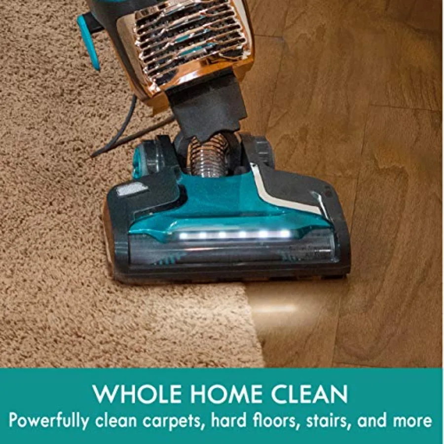 Intuition Bagged Upright Vacuum Lift-Up Carpet Cleaner for home use, plastic body, black color, pet-friendly 2-motor suction wi