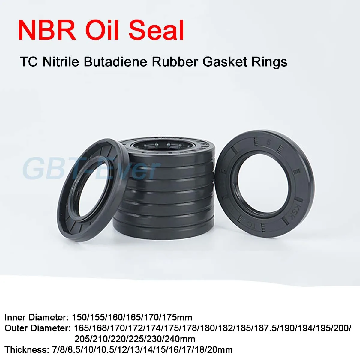 

1Pcs NBR Framework Oil Seal ID 150/155/160/165/170/175mm TC Nitrile Butadiene Rubber Gasket Ring Cover Double Lip with Spring