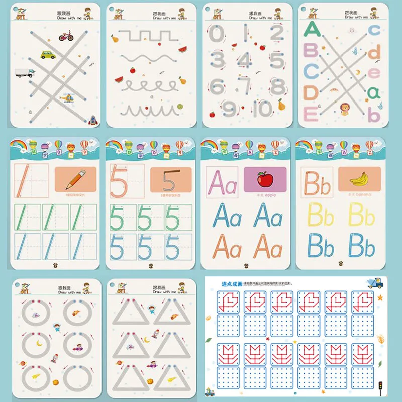 子供のための魅力的なトレーシングに接続されたボード,教育,学習,ペン制御,再利用可能,書道,コピーブック,子供のおもちゃ