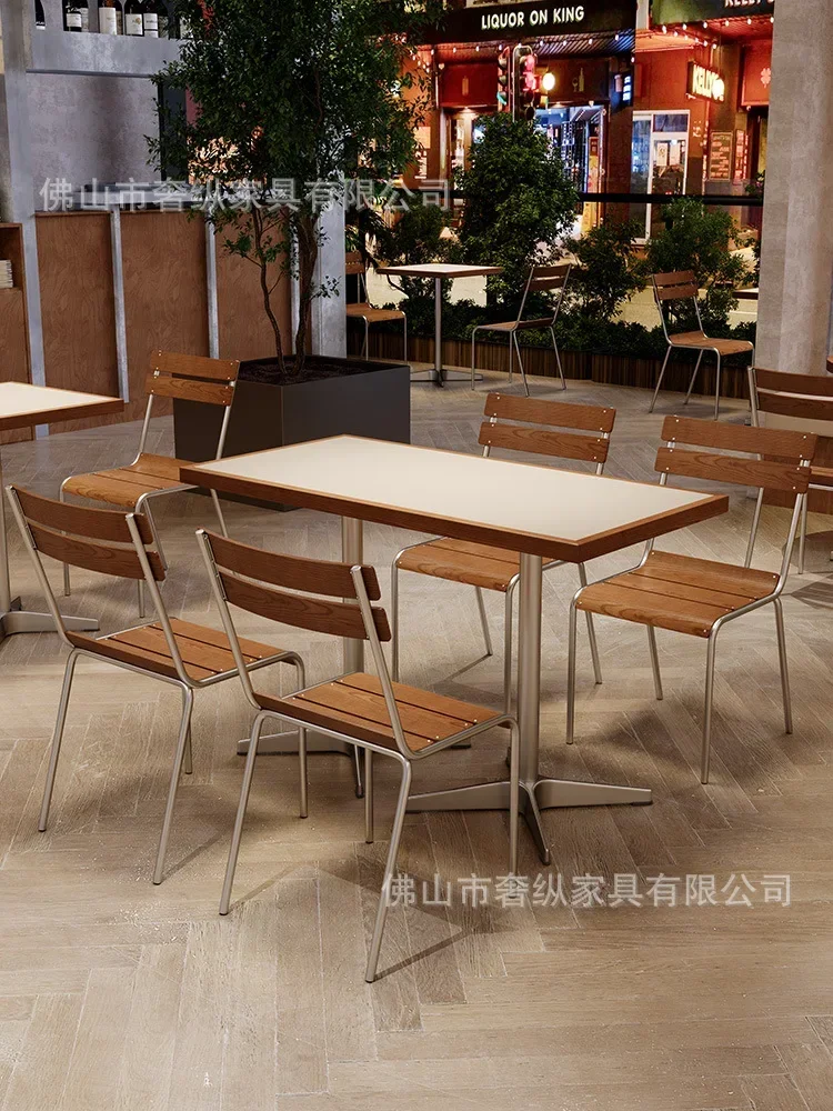TQH7.2 Western Restaurant Table and Chair Combination Modern Simple Milk Tea Coffee Shop Small Round Table and Chair Simple