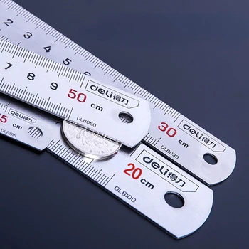 델리 1 Pcs 15/20/30/50cm 멀티 표준 측정 눈금자 스테인레스 스틸 목공 휴대용 Percision 측정 도구