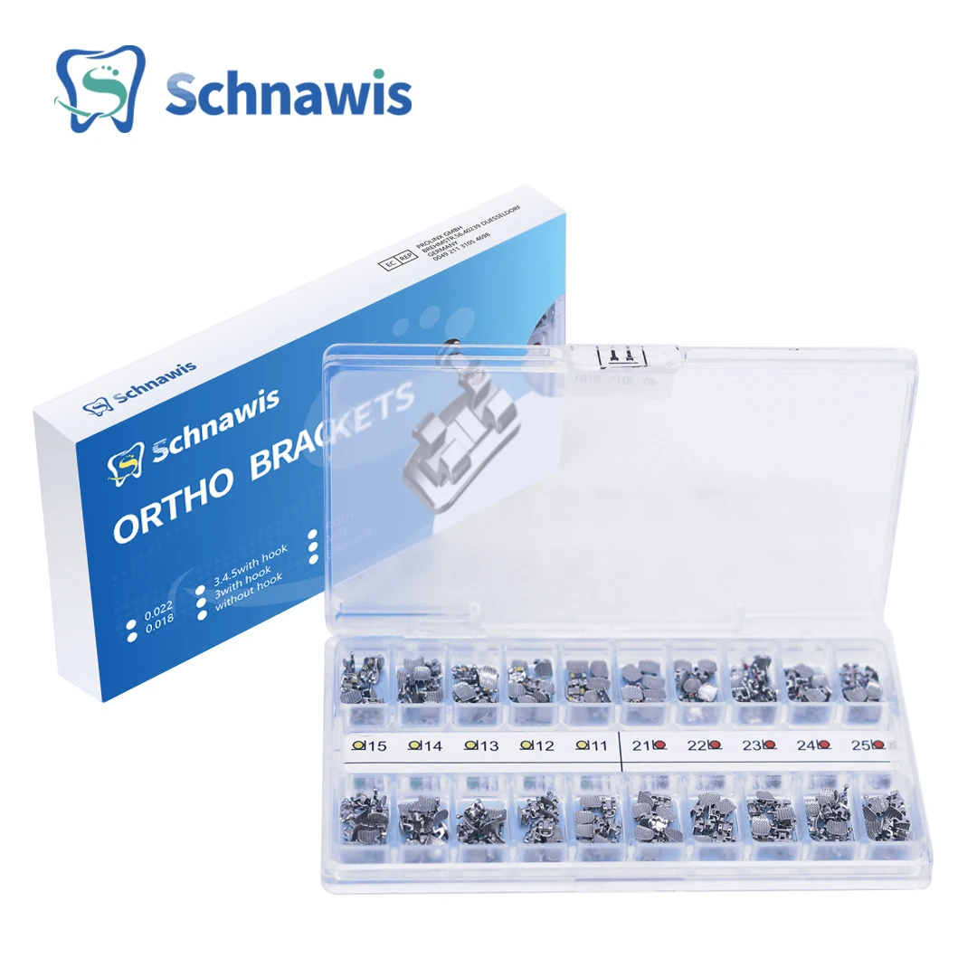 10 Conjuntos Suportes Dentários Cinta Ortodôntica Metal Mini Metal Roth Mini MBT Slot 0.022 0.018 Ganchos 345 Gancho Ferramenta Material de