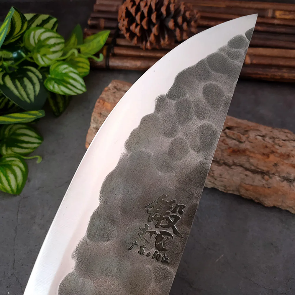 Full Tang Handmade High-carbon Clad Steel Kitchen Knife Cleaver Razor Sharp Chinese Butcher Slicing Pork Knife Meat Chopper Tool