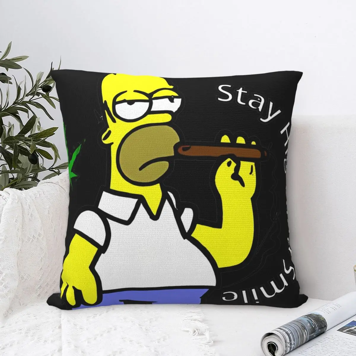Homer Smoking Simpsons Funny Pillowcase Soft Polyester Cushion Cover Decoration Throw Pillow Case Cover Home Square 40*40cm
