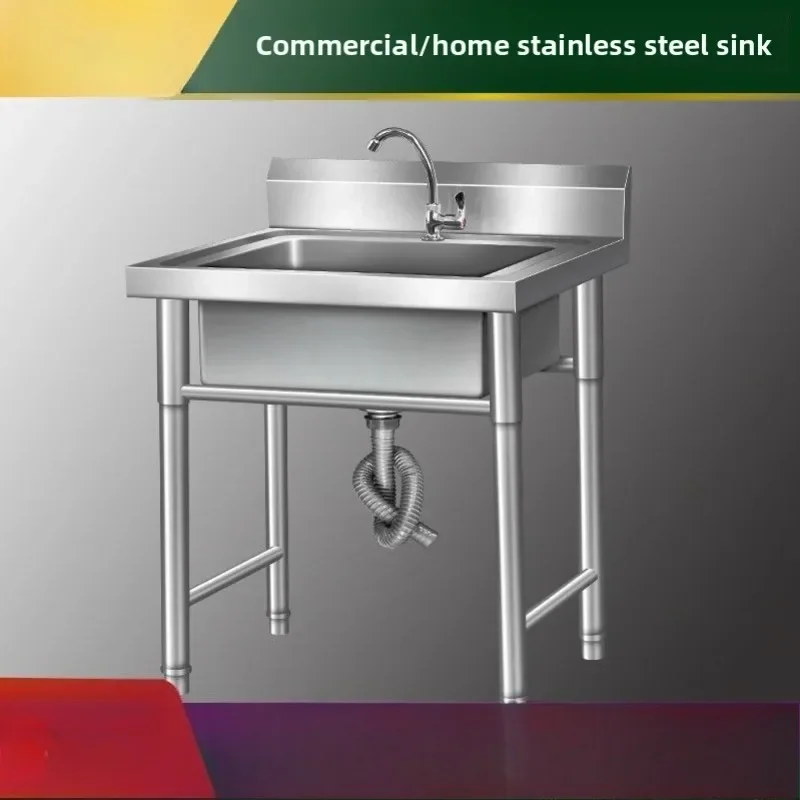 Industrial Stainless Steel Single Double Bowl Kitchen Sink with Shelf Commercial Large Capacity USA Europe Stainless Steel Sink