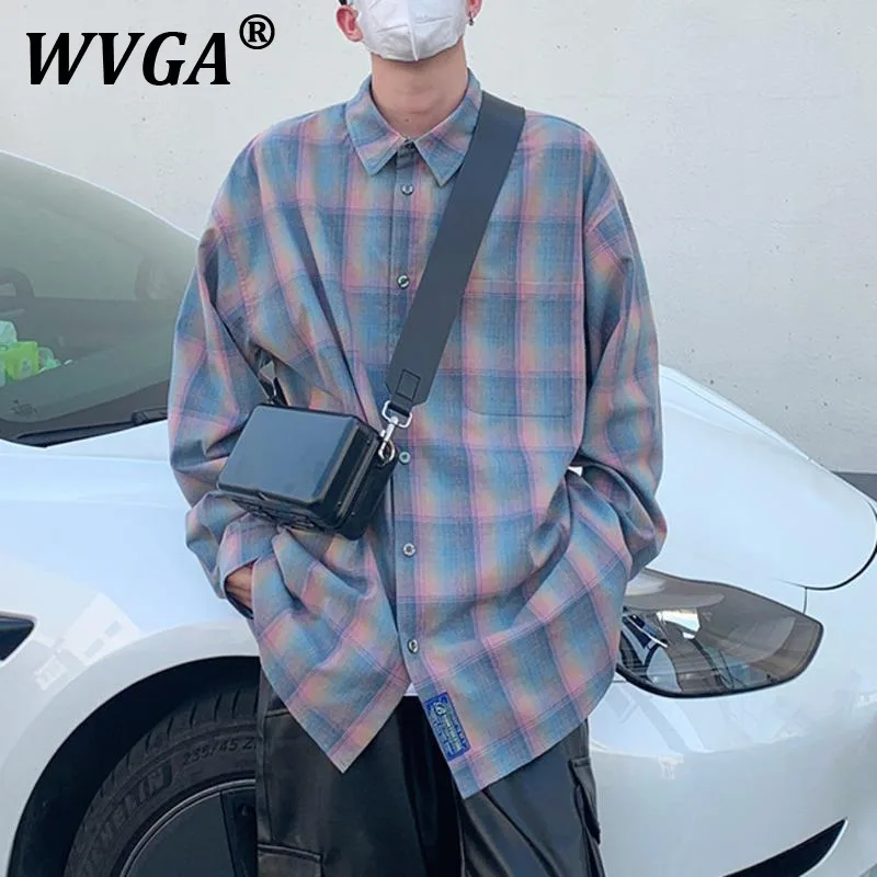

WVGA Spring Summer New Men Tide Techwear High Street Niche Shirts Loose Chic Casual Plaid Striped Niche Long Sleeve Shirt W7914