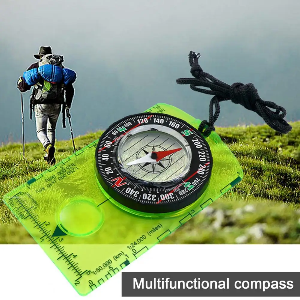 Multifunctional Orienteering Compass with Lanyard High Accurate Compact Magnifying Glass Professional Compass Camping Gear 90