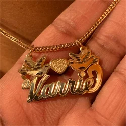 Zciti  Custom Name Double Plate Nameplate Necklace 3D Pendant Personalized Jewelry Stainless Steel Charm Necklace Women