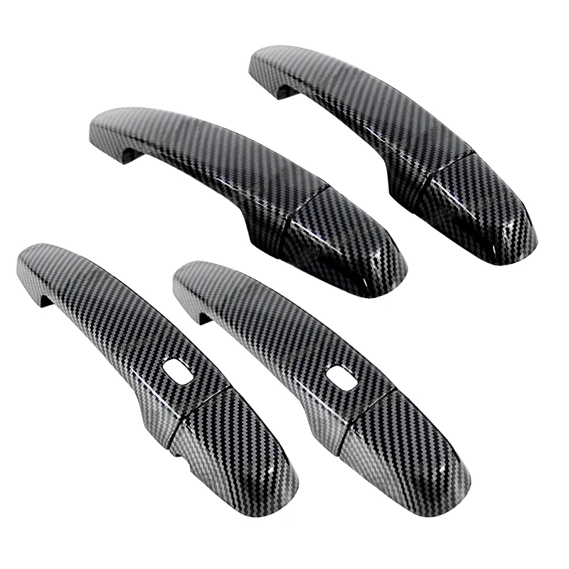 1 Set Black Carbon Fiber Style Door Handle Cover Trim 2 Holes Fit for Chevrolet Malibu Sedan 2016-2020 2021 2022 2023 New