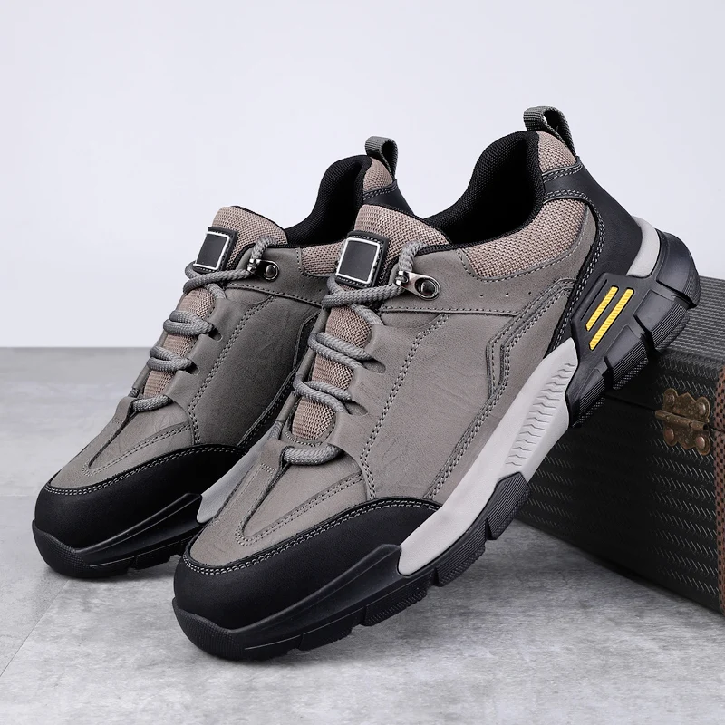 High Quality Outdoor Anti Slip Sports and Leisure Shoes Luxury Brand Genuine Leather Men's Shoes Winter Velvet Warm Travel Shoes