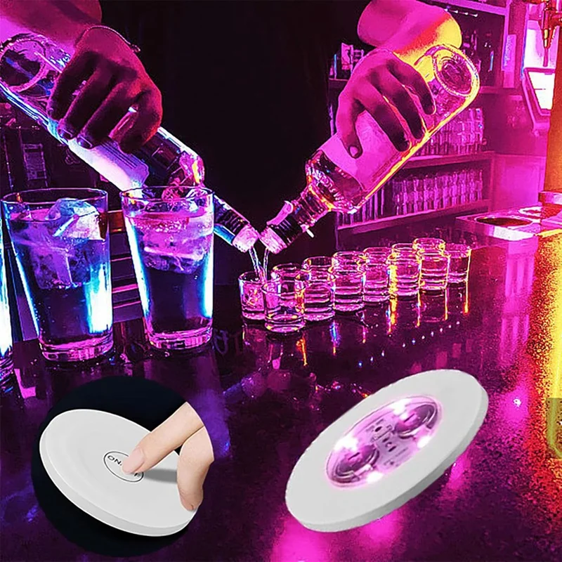 DT39 LED Coaster Light Up for Drinks, 25pcs Purple Light, Bottle Glorifier, Party Decoration, 3 Modes