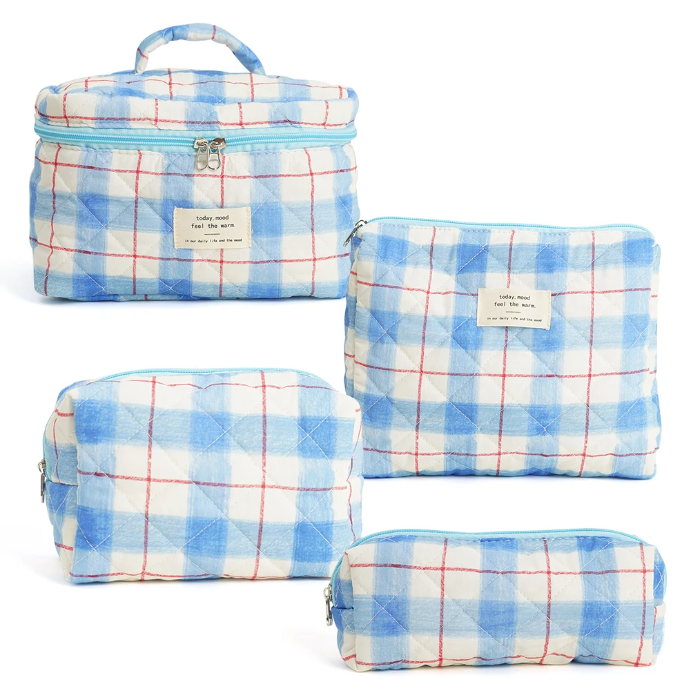 Bolsa de maquillaje de viaje para mujer, bolsa de cosméticos acolchada, 4 Uds., bolsa de aseo, organizador de maquillaje, bolsa de compras de viaje