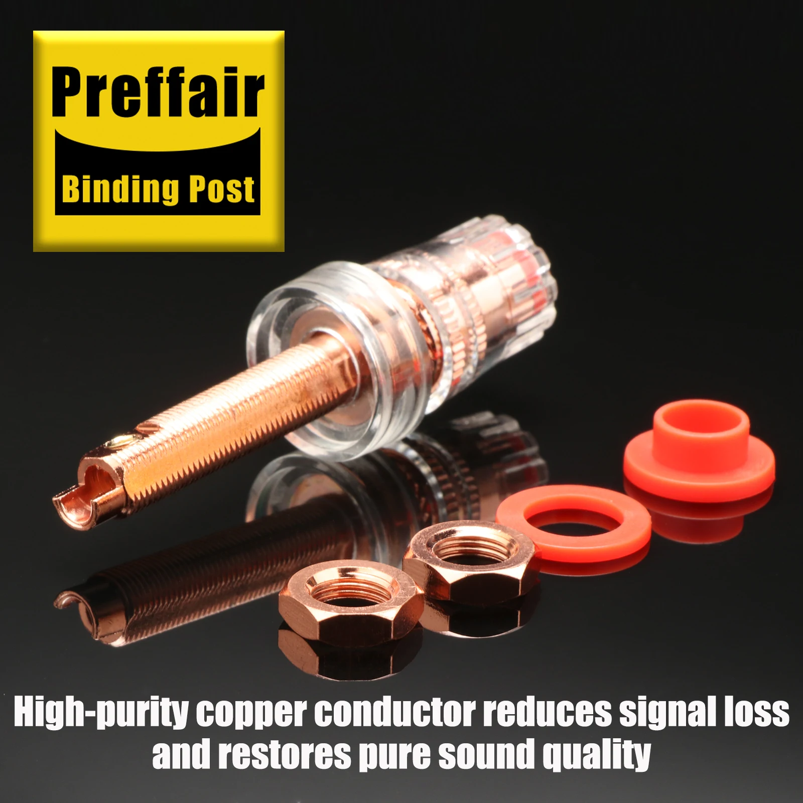 Preffair Binding Post Pure Copper plated Speaker Terminal Binding Post 4MM Banana Plug Socket Connector