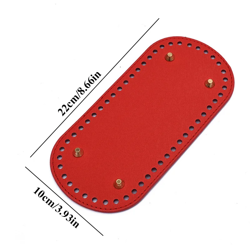 22*10cm PU Bag Bottom With 4 Rivets Oval Bag Bottom Wear-resistant Strong Durable Bag Bottom For Crochet Knitting Handbag Bottom