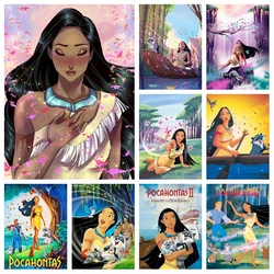 Pocahontas-pintura de diamante de película de Disney, foto de diamantes de imitación, arte de cuento de hadas, princesa india, cómic, mosaico de punto de cruz, regalo de bricolaje