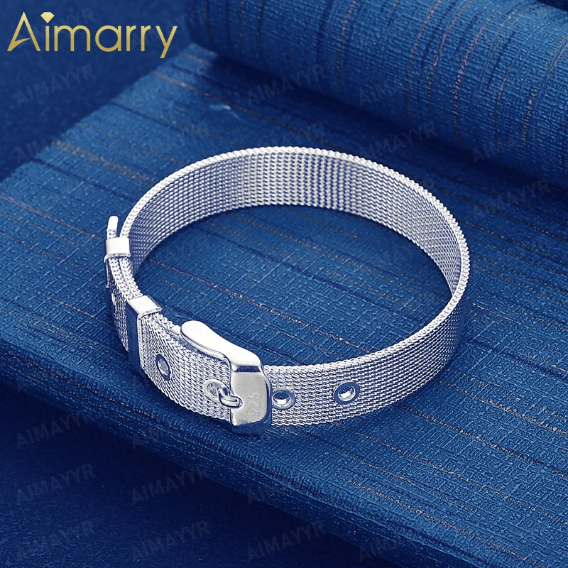 925 Sterling Silver Niche Belt Buckle Mesh Bracelet Women's Party Banquet Engagement Wedding High-quality Fashion Jewelry