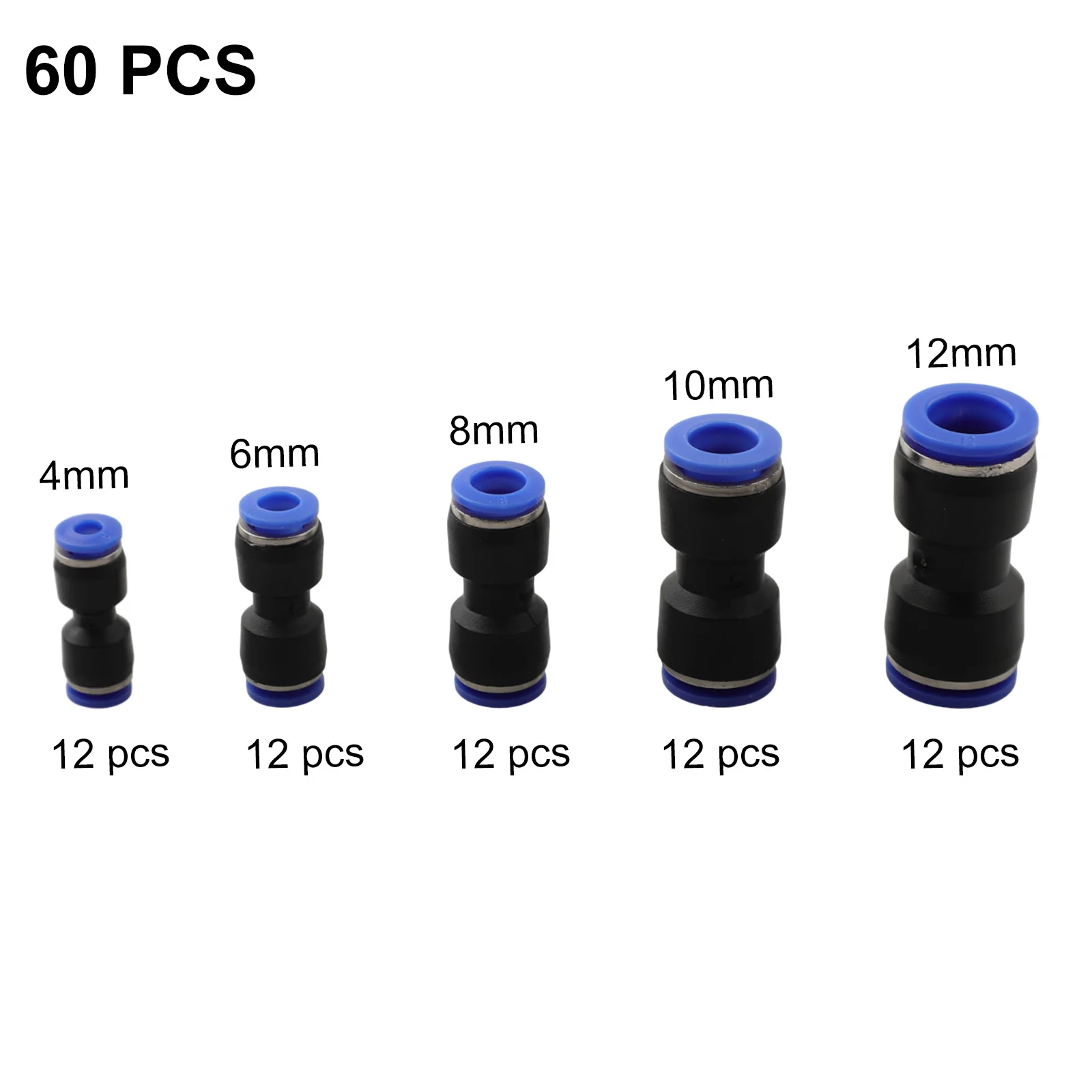 60PCS/box Air Straight Pneumatic Fittings Push Connector Quick Connection Hose Connector 5/32