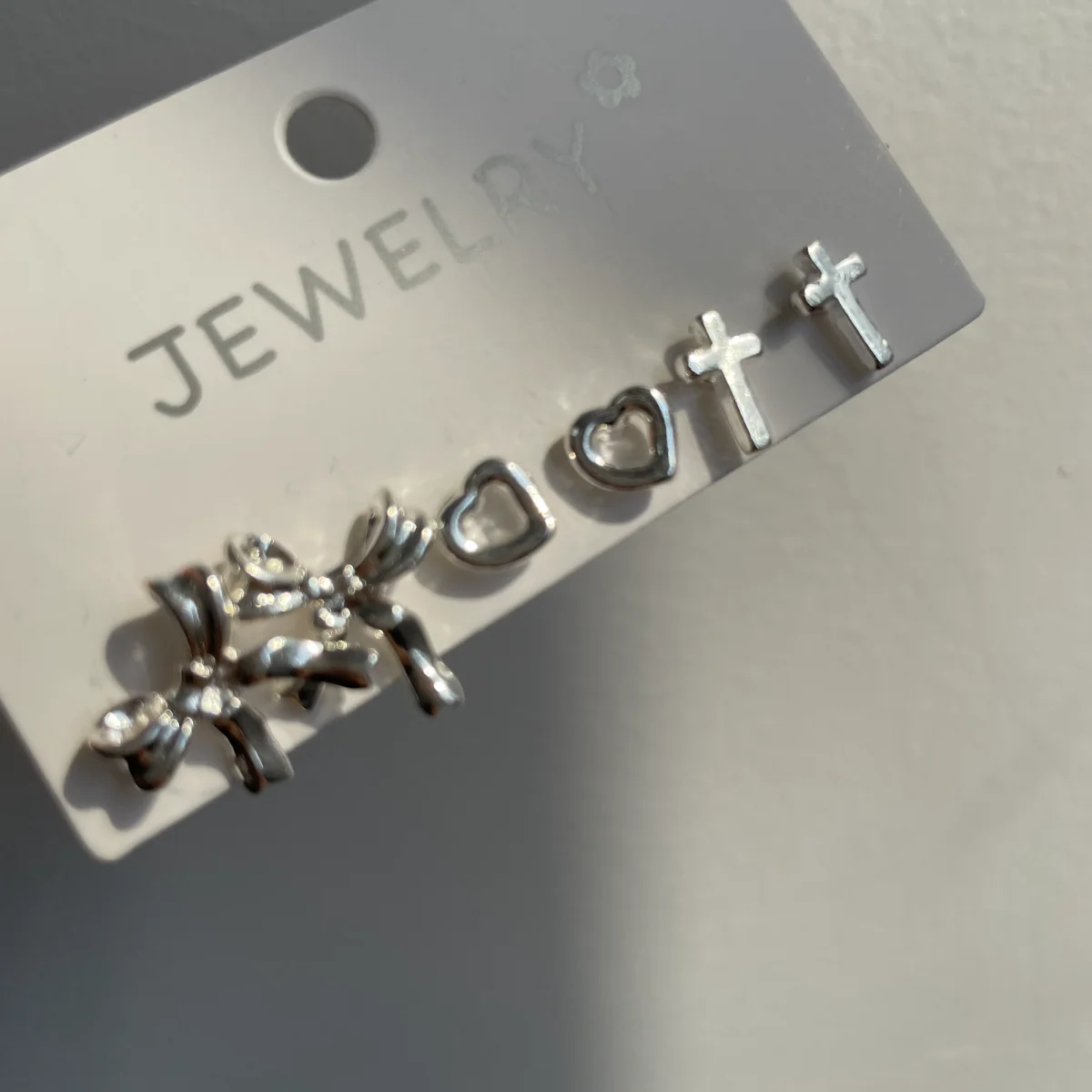 

6 Pcs Fashion Cross Christian Y2K Love Bow Simple Cute Silver Color Earrings Set Women Casual Party Daily Gifts