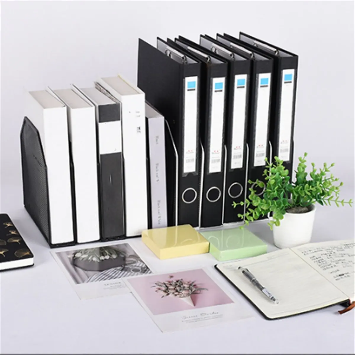 A50U Metal 7-Section File Folder Organizer for Desk Vertical File Holder Duty Mesh Document Sorter for Books, Binder