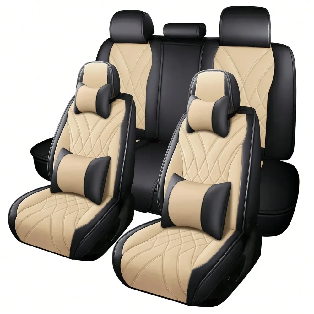 

5 Seat Luxury PU Leather Car Seat Covers Full Set Cushion Protector Fit Single Front Seats And Solid Bench 40 60 50 50 60 40 Spl