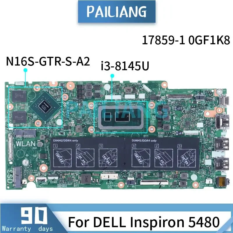 Imagem -02 - Placa-mãe do Portátil para Dell Inspiron 5480 I38145u 178591 0gf1k8 Srffz N16s-gtr-s-a2 Ddr4 Testado