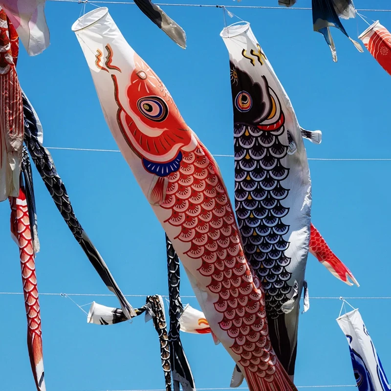 

40/70/95cm Japanese Carp Flag Windsock Hanging Fish Flag Kite Colorful Wind Socks Home Garden Decoration Cartoon Fish Flag