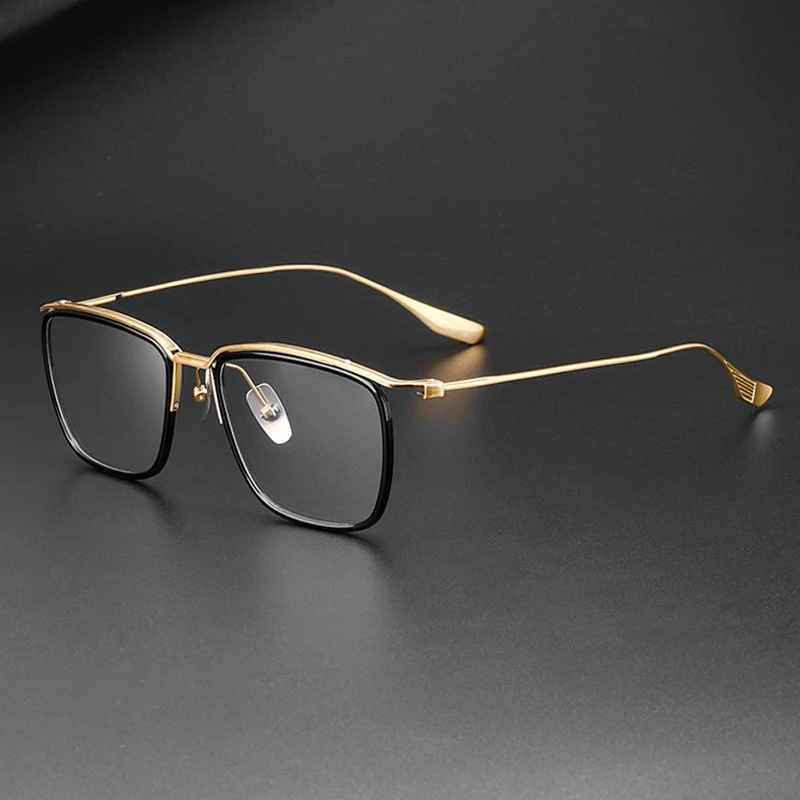 

America Brand Reproduction Luxury Ultra-light Titanium Eyeglasses Men Big Face Eyewear Square Business Millionaire Glasses