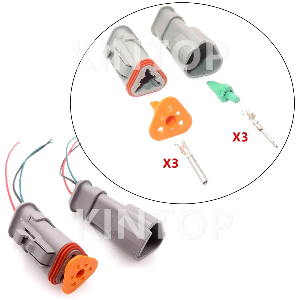 

1 Set 3 Pins AC Assembly Auto Male Female Docking Plug DT04-3P-E008 DT04-3S-E008 Car Pump Truck Nozzle Wiring Terminal Socket