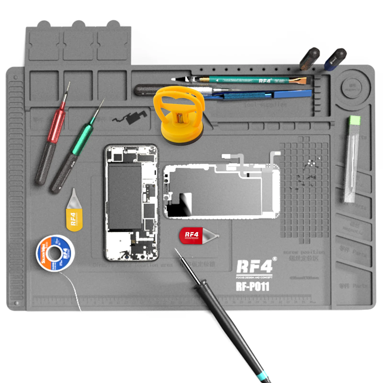 RF4 ESD سيليكون حصيرة سطح المكتب لوحة العمل ارتفاع درجة الحرارة المقاومة حصيرة لمحطة لحام SMD بغا إصلاح لوحة لحام