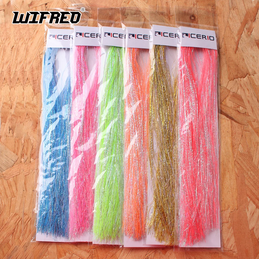 Wifreo 2packs 50cm Long Luminous Mylar Tinsel Strands Flash Tinsel Blends Fly Tying Material For Streamer Flies Bucktail Teasers