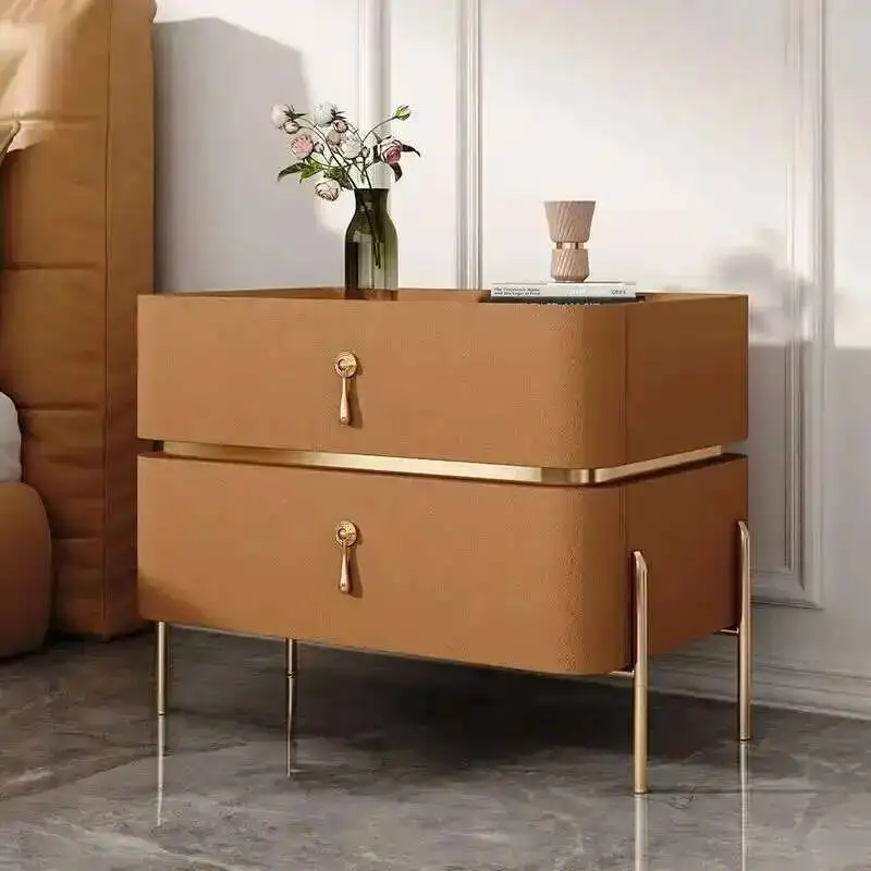 

Luxury Bedside Table Solid Wood Bedroom Slate Simple American Free Installation Bedside Storage Cabinet Two Drawer Furniture